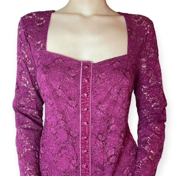 Moda International long sleeve fairy goth lace button blouse - Picture 4 of 8